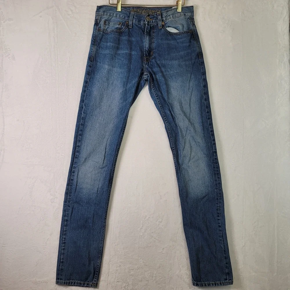 American Eagle Blue Preppy Jeans Skinny Denim Casual Going Out Sz 30 Fits 31x33